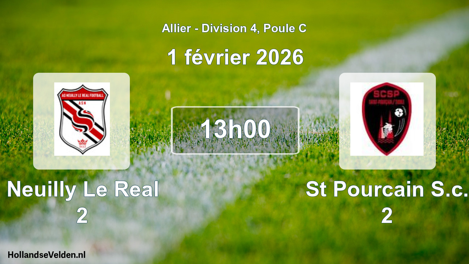 Geplande wedstrijd: Neuilly Le Real 2 - St Pourcain S.c. 2 (1 februari 2026)