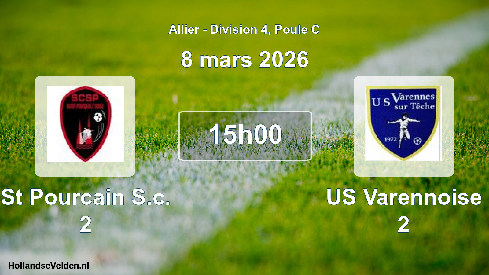Geplande wedstrijd: St Pourcain S.c. 2 - US Varennoise 2 (8 maart 2026)