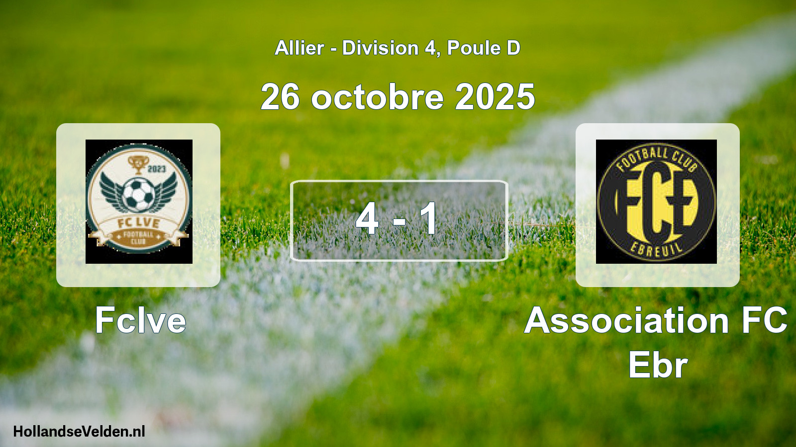 Gespeelde wedstrijd: Fclve - Association FC Ebr 4 - 1 (26 oktober 2025)