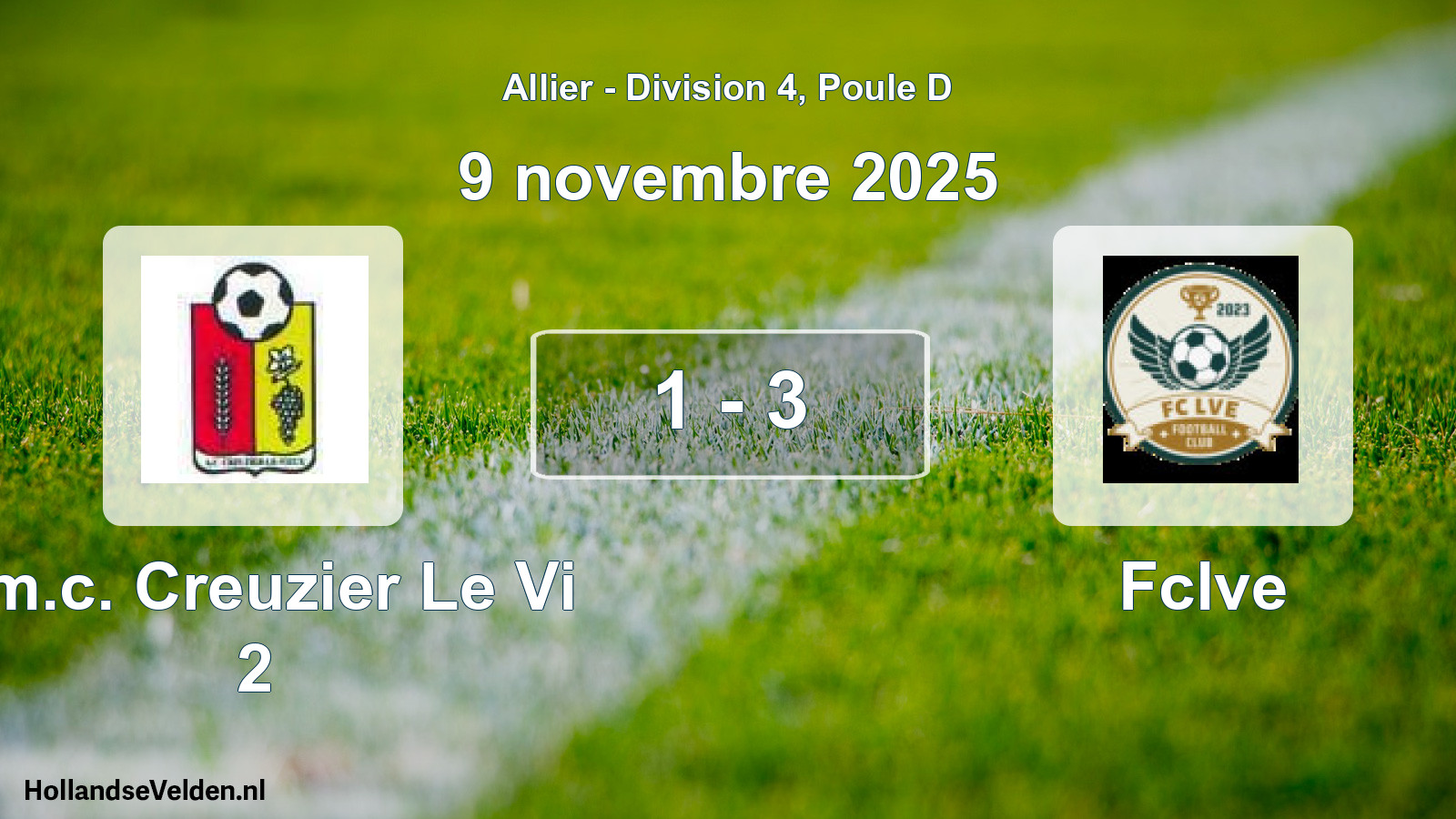 Gespeelde wedstrijd: Am.c. Creuzier Le Vi 2 - Fclve 1 - 3 (9 november 2025)