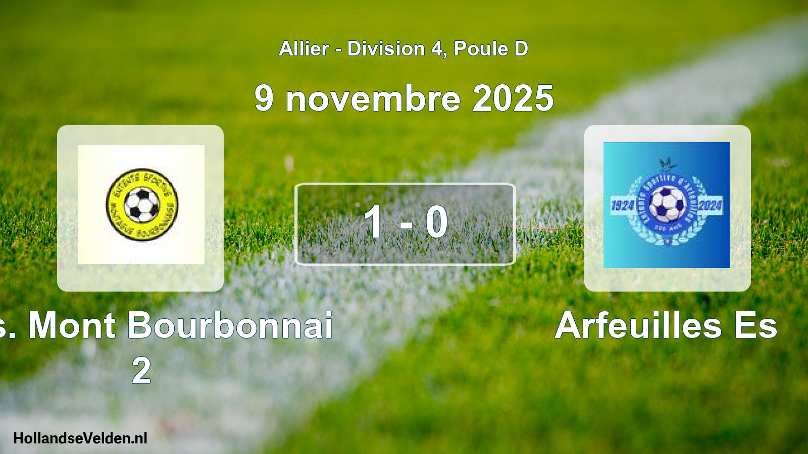 Gespeelde wedstrijd: E.s. Mont Bourbonnai 2 - Arfeuilles Es 1 - 0 (9 november 2025)