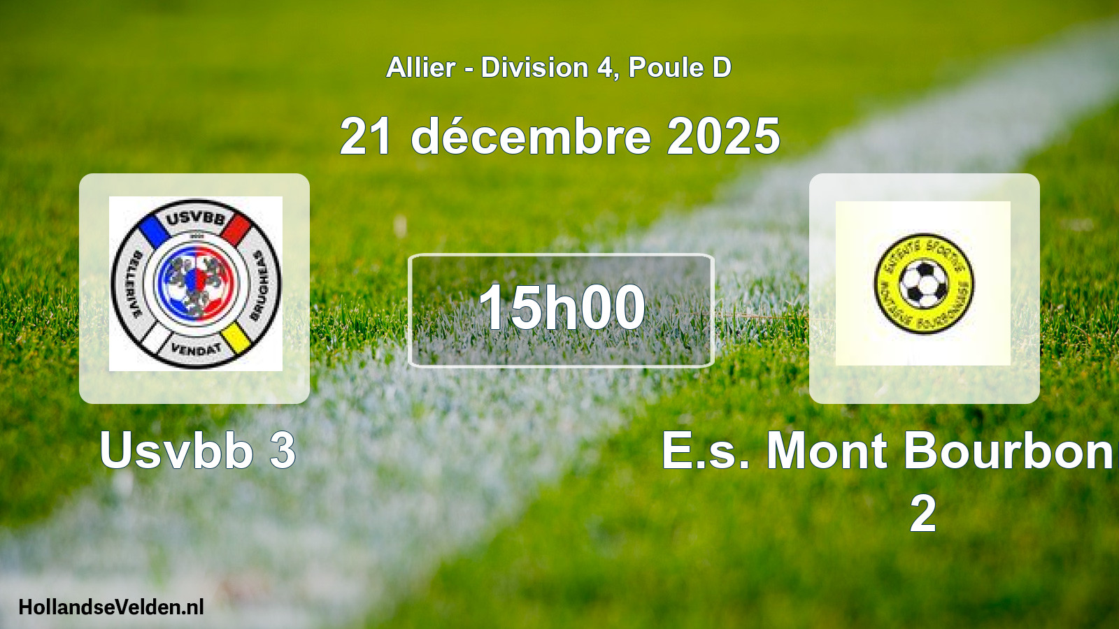 Match programmé: Usvbb 3 - E.s. Mont Bourbonnai 2 (21 décembre 2025)