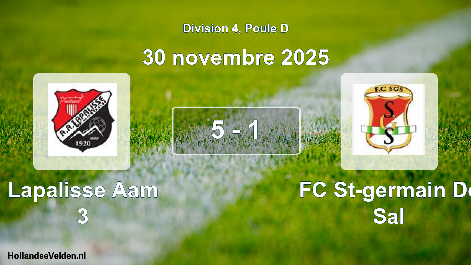 Total number of matches played: Lapalisse Aam 3 - FC St-germain De Sal 5 - 1 (30 November 2025)