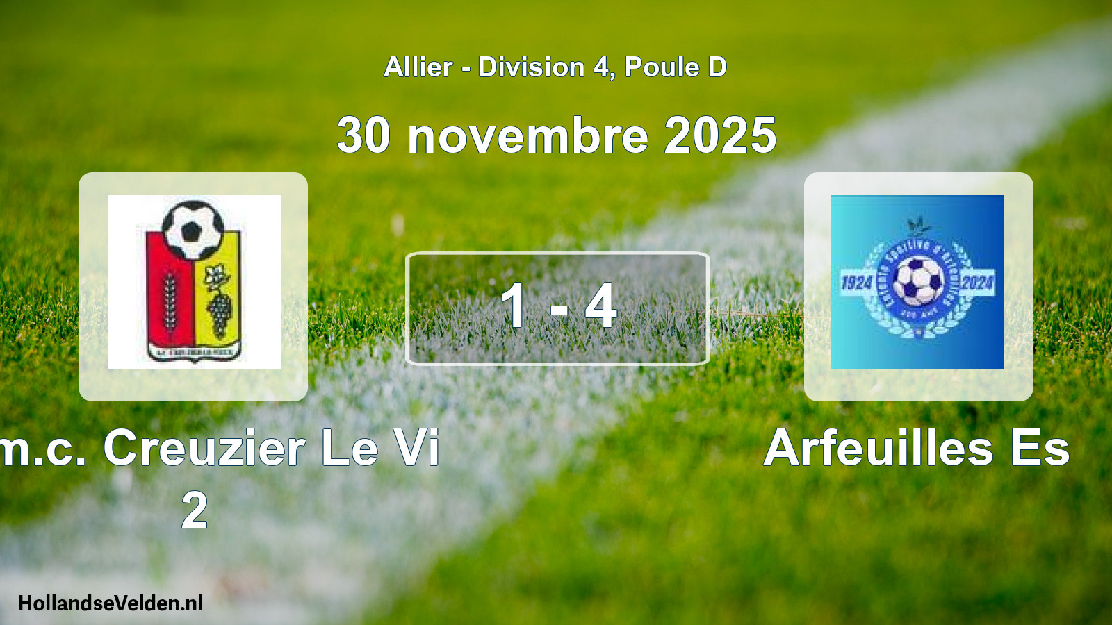 Total number of matches played: Am.c. Creuzier Le Vi 2 - Arfeuilles Es 1 - 4 (30 November 2025)