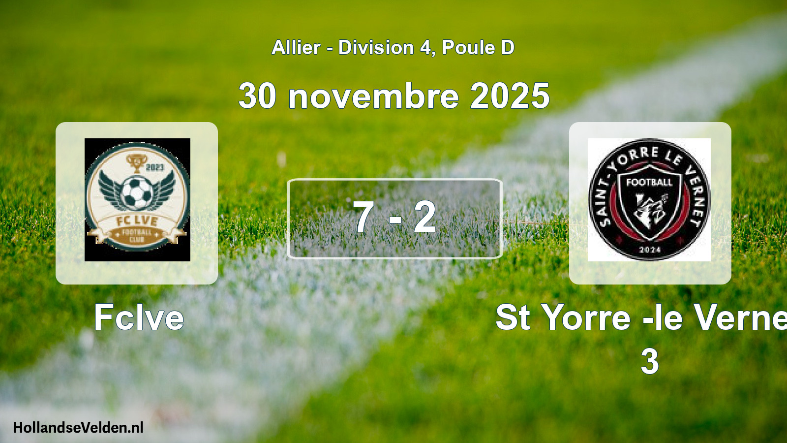 Geplande wedstrijd: Fclve - St Yorre -le Vernet 3 (30 november 2025)