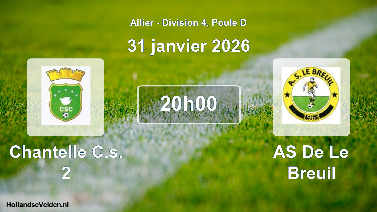 Scheduled Match: Chantelle C.s. 2 - AS De Le Breuil (31 January 2026)