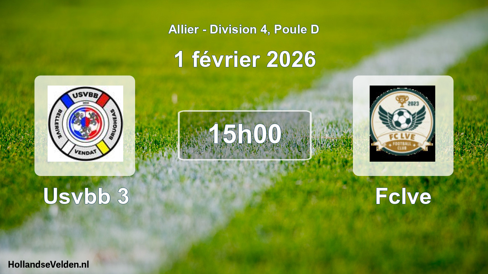 Geplande wedstrijd: Usvbb 3 - Fclve (1 februari 2026)