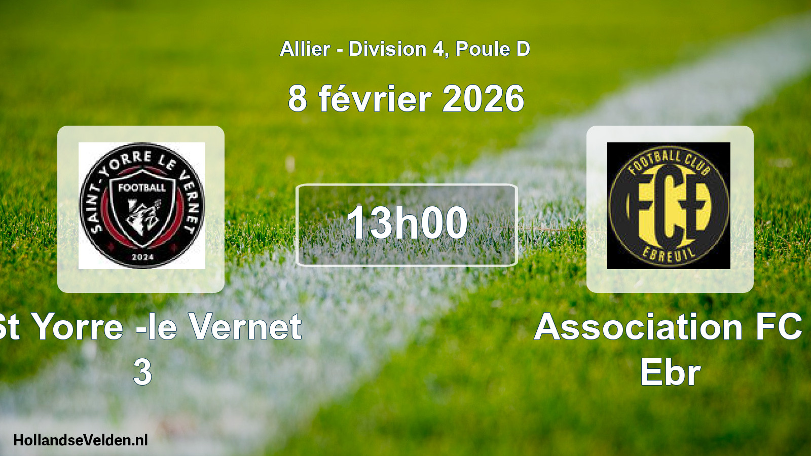 Geplande wedstrijd: St Yorre -le Vernet 3 - Association FC Ebr (8 februari 2026)