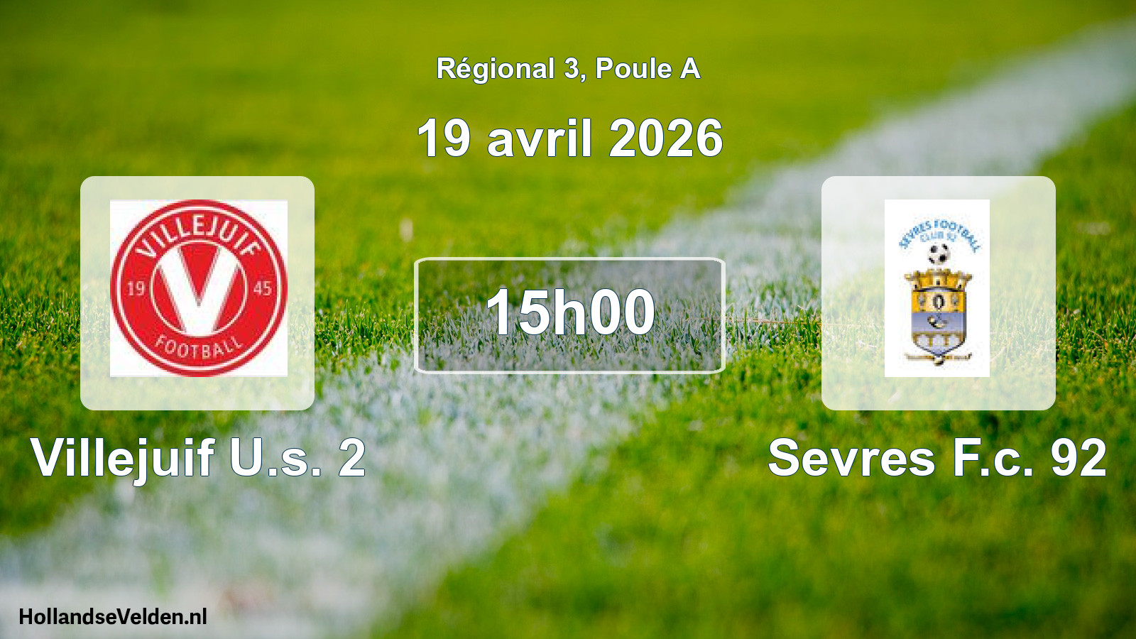 Geplande wedstrijd: Villejuif U.s. 2 - Sevres F.c. 92 (19 april 2026)