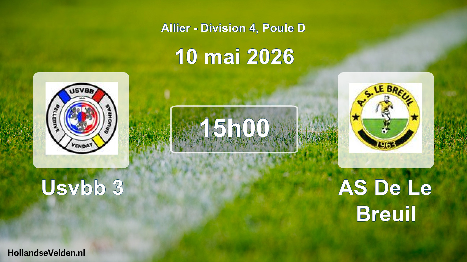 Geplande wedstrijd: Usvbb 3 - AS De Le Breuil (10 mei 2026)