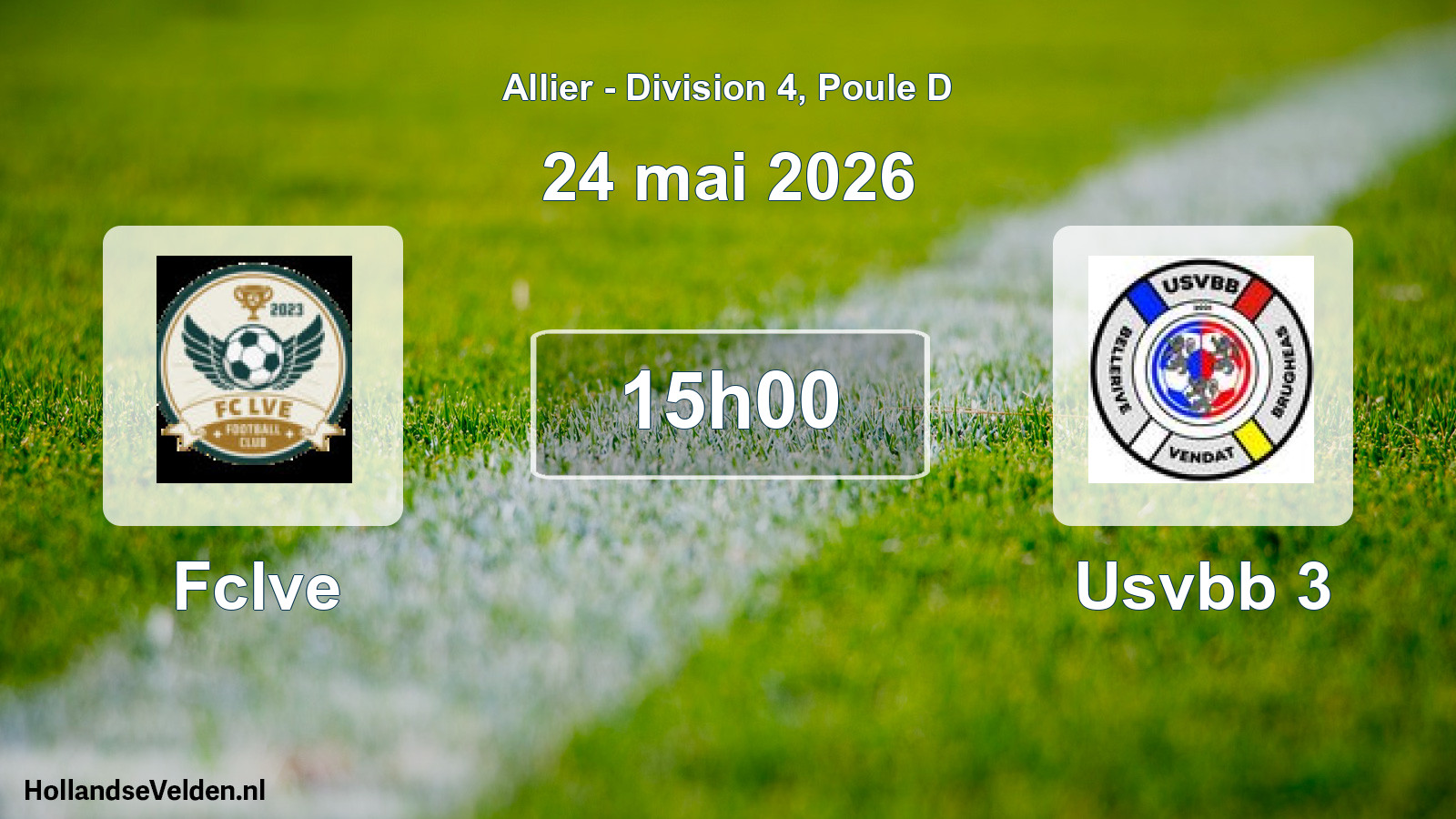 Geplande wedstrijd: Fclve - Usvbb 3 (24 mei 2026)
