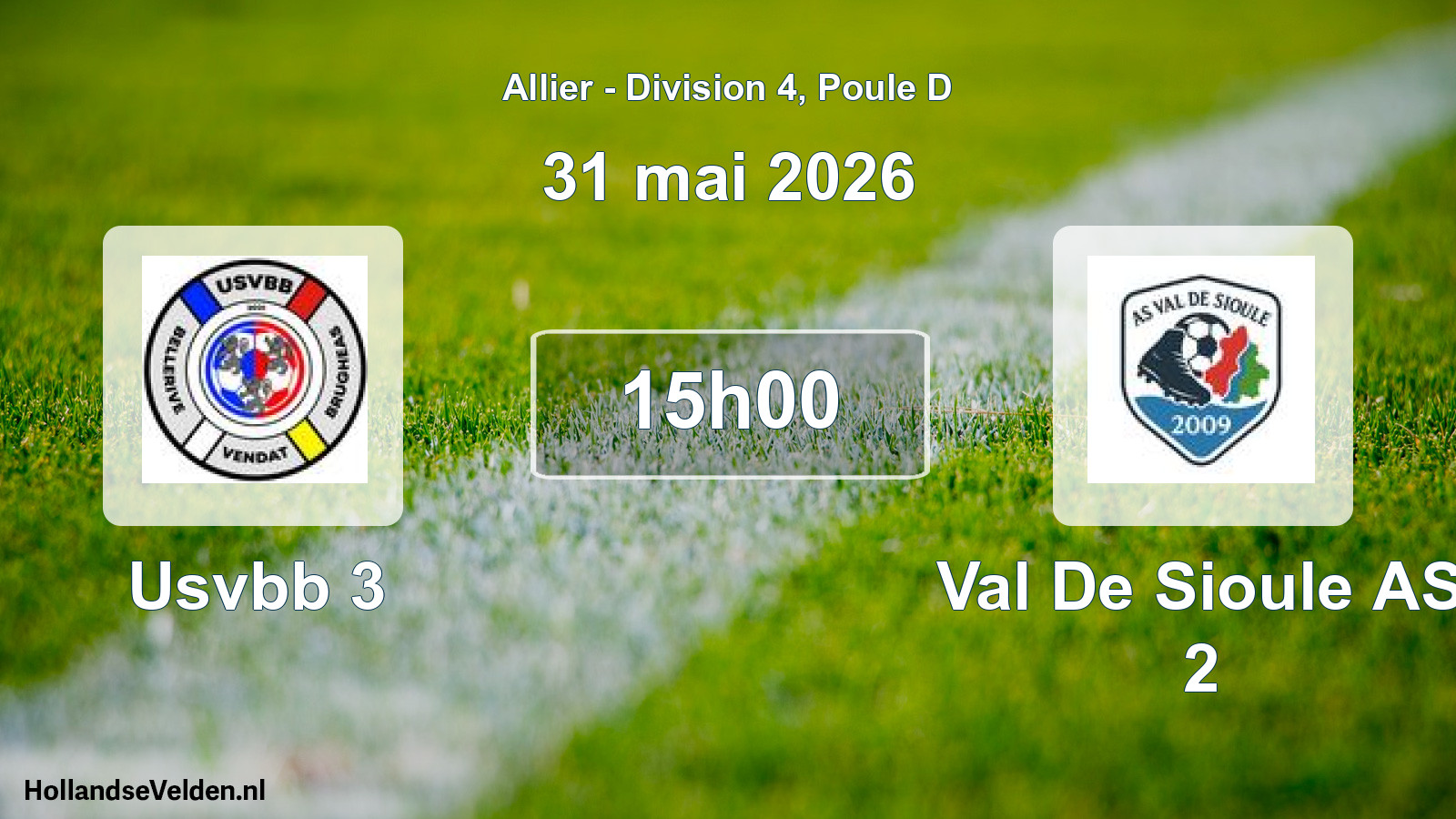 Geplande wedstrijd: Usvbb 3 - Val De Sioule AS 2 (31 mei 2026)