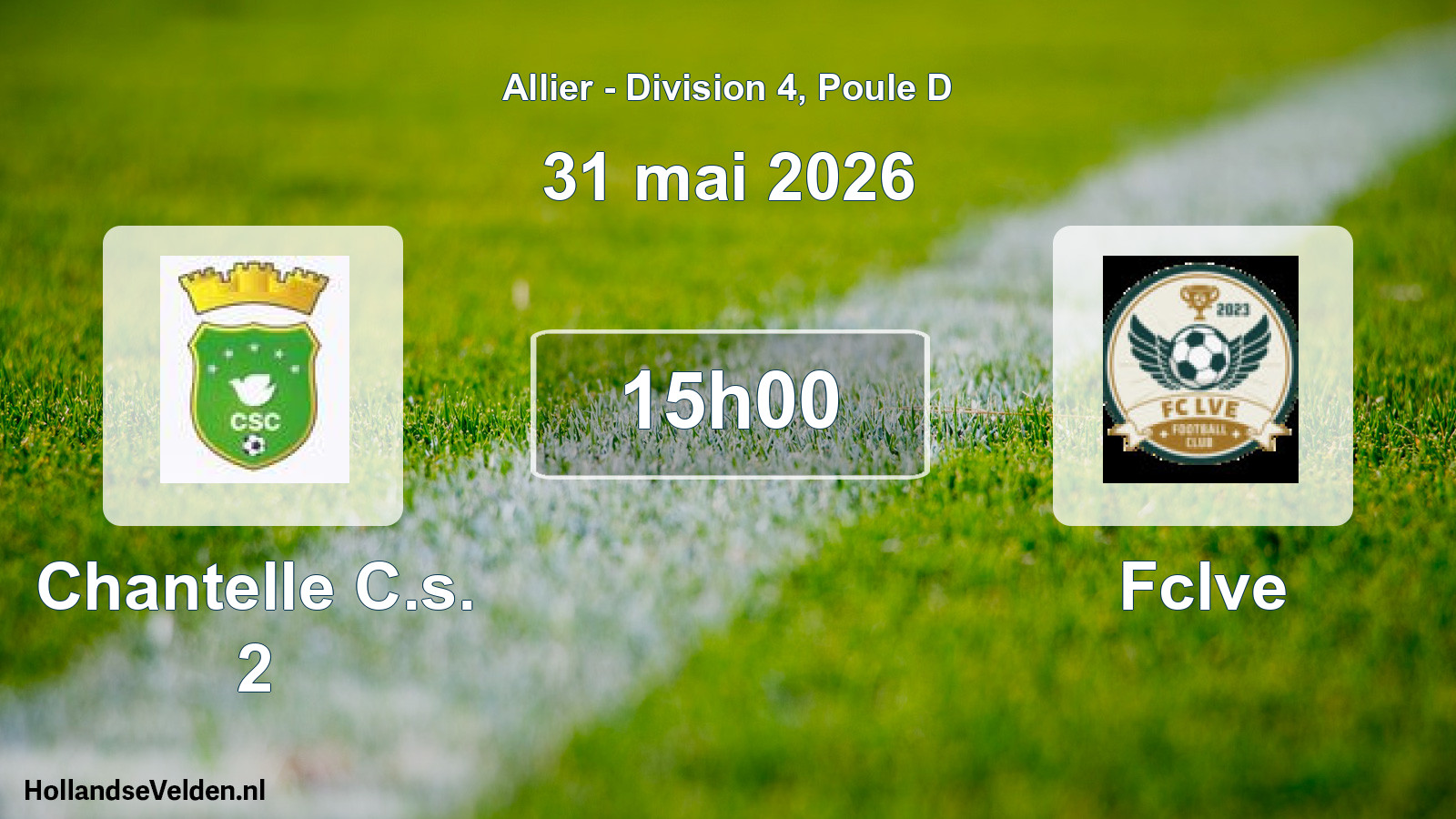 Geplande wedstrijd: Chantelle C.s. 2 - Fclve (31 mei 2026)