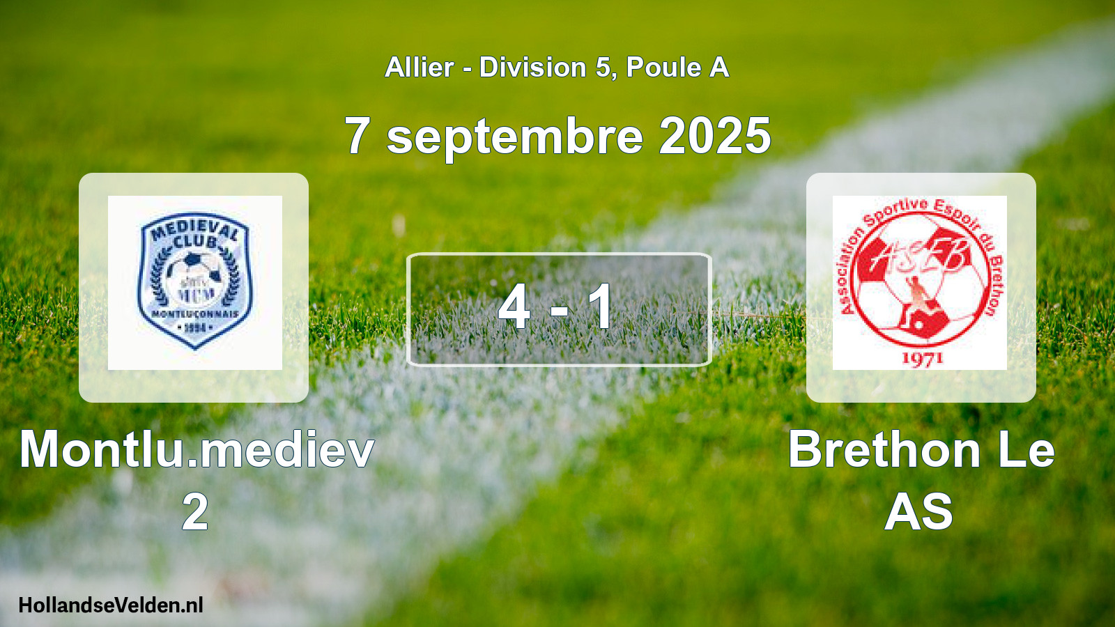 Gespeelde wedstrijd: Montlu.mediev 2 - Brethon Le AS 4 - 1 (7 september 2025)