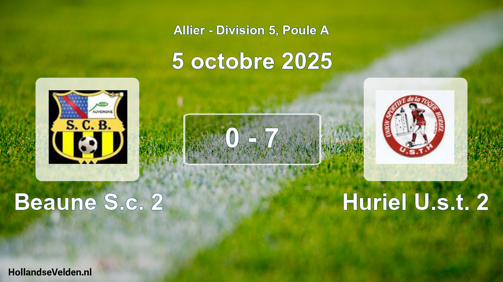 Gespeelde wedstrijd: Beaune S.c. 2 - Huriel U.s.t. 2 0 - 7 (5 oktober 2025)