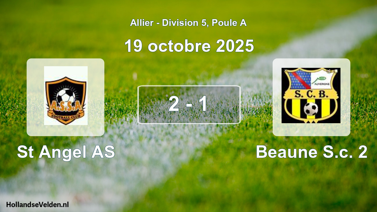 Gespeelde wedstrijd: St Angel AS - Beaune S.c. 2 2 - 1 (19 oktober 2025)