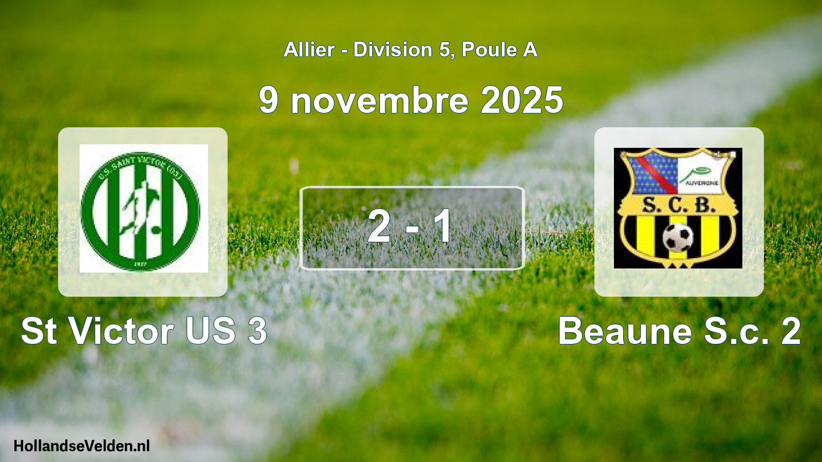 Gespeelde wedstrijd: St Victor US 3 - Beaune S.c. 2 2 - 1 (9 november 2025)