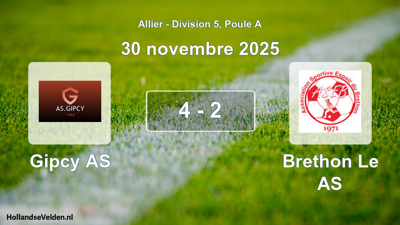 Match joué: Gipcy AS - Brethon Le AS 4 - 2 (30 novembre 2025)