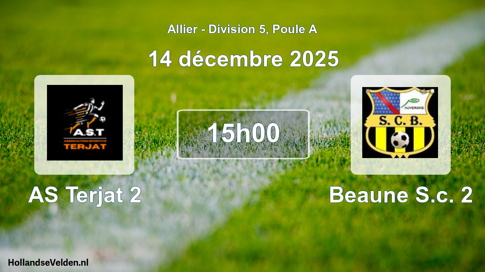 Geplande wedstrijd: AS Terjat 2 - Beaune S.c. 2 (14 december 2025)