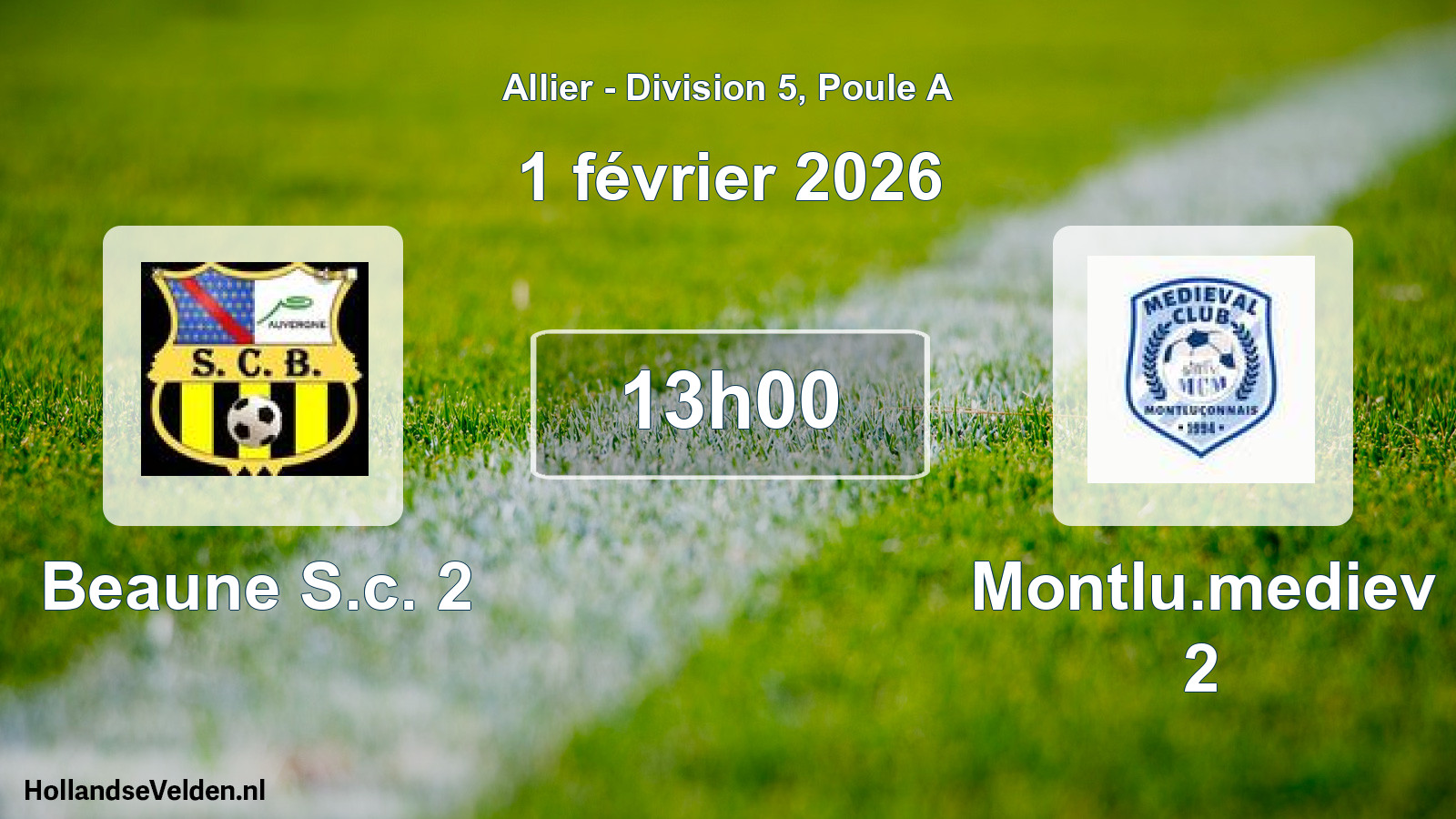 Geplande wedstrijd: Beaune S.c. 2 - Montlu.mediev 2 (1 februari 2026)