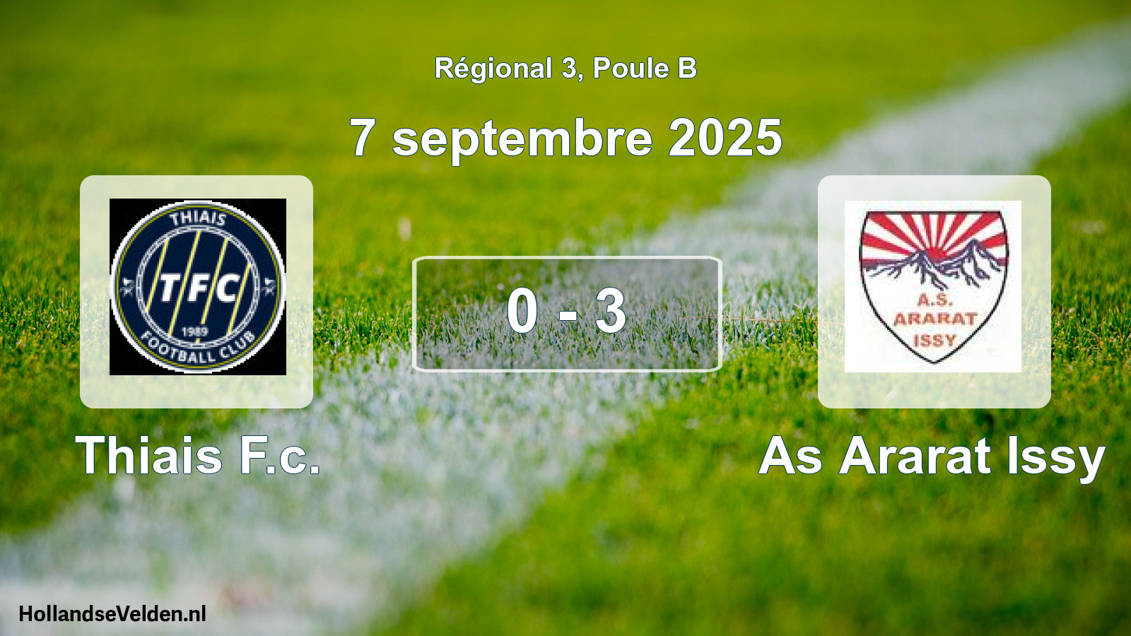 Gespeelde wedstrijd: Thiais F.c. - As Ararat Issy 0 - 3 (7 septembre 2025)