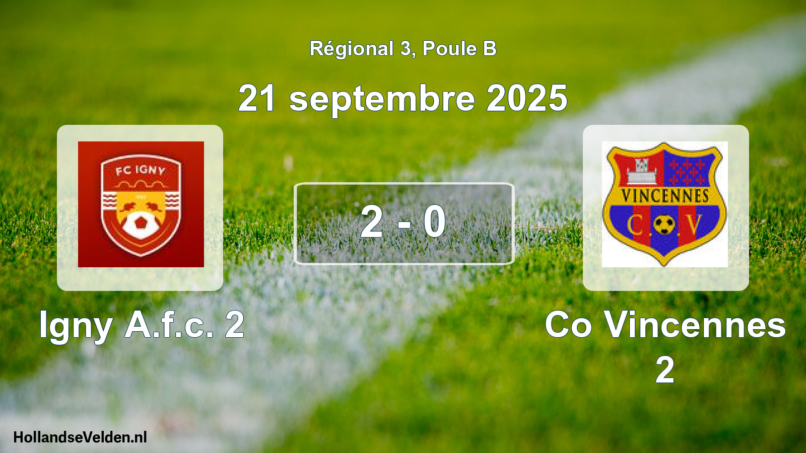 Gespeelde wedstrijd: Igny A.f.c. 2 - Co Vincennes 2 2 - 0 (21 septembre 2025)