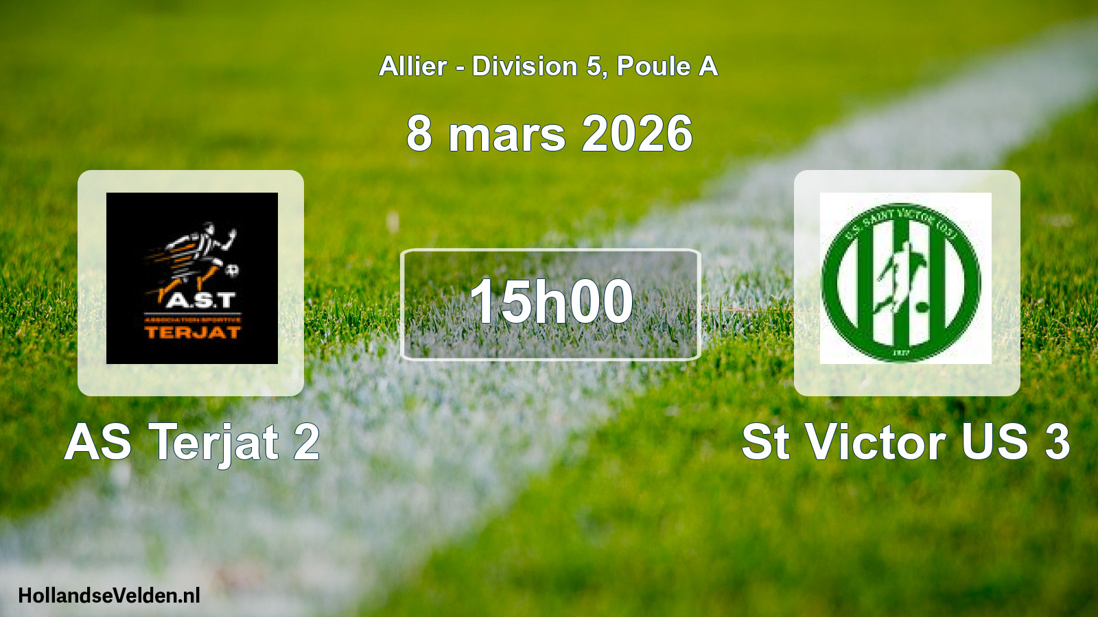 Geplande wedstrijd: AS Terjat 2 - St Victor US 3 (8 maart 2026)