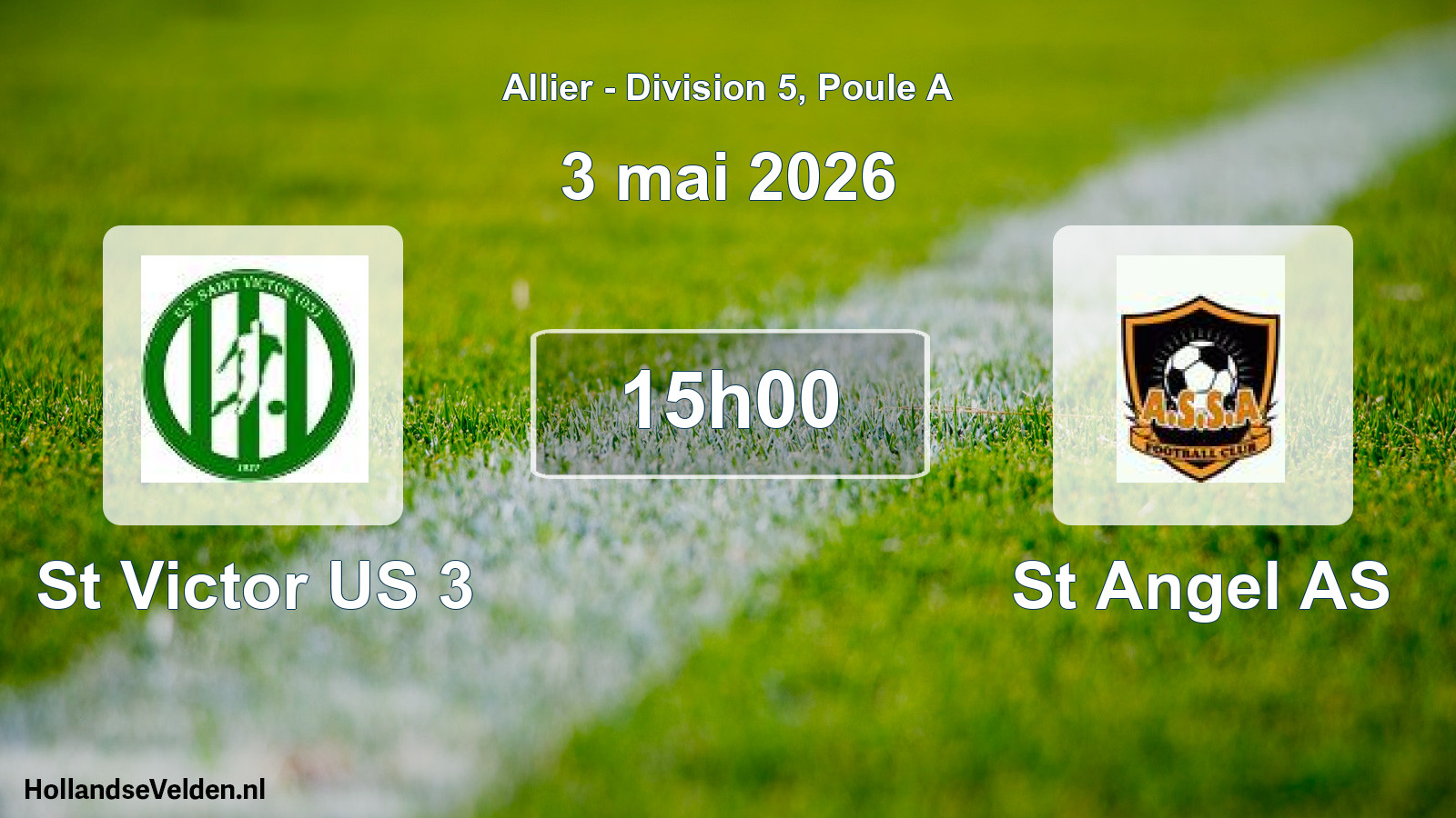 Geplande wedstrijd: St Victor US 3 - St Angel AS (3 mei 2026)