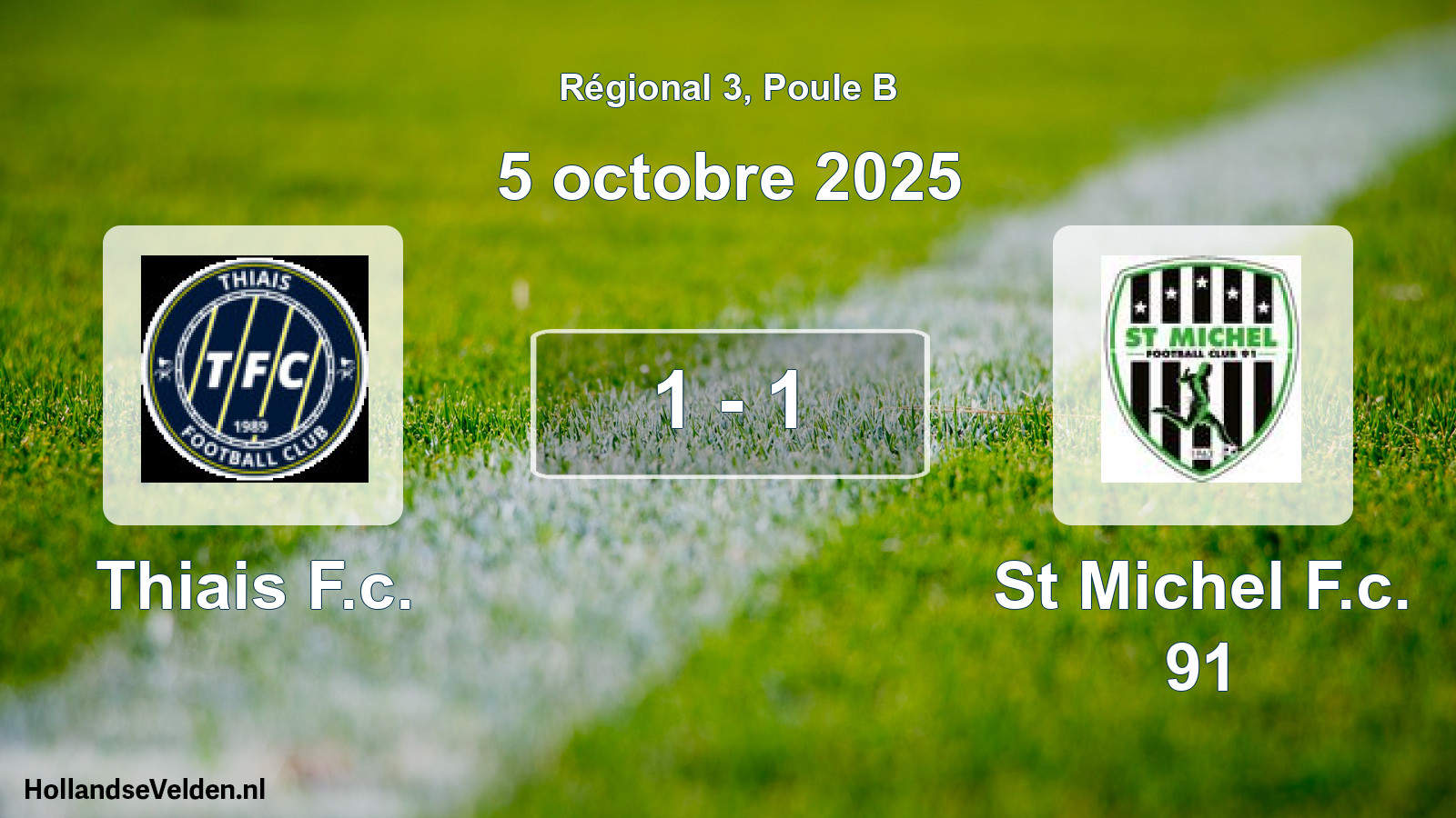 Gespeelde wedstrijd: Thiais F.c. - St Michel F.c. 91 1 - 1 (5 octobre 2025)