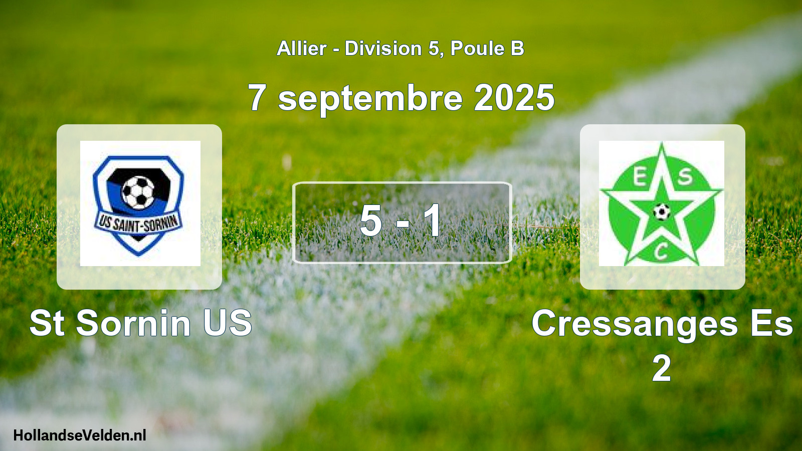 Gespeelde wedstrijd: St Sornin US - Cressanges Es 2 5 - 1 (7 september 2025)