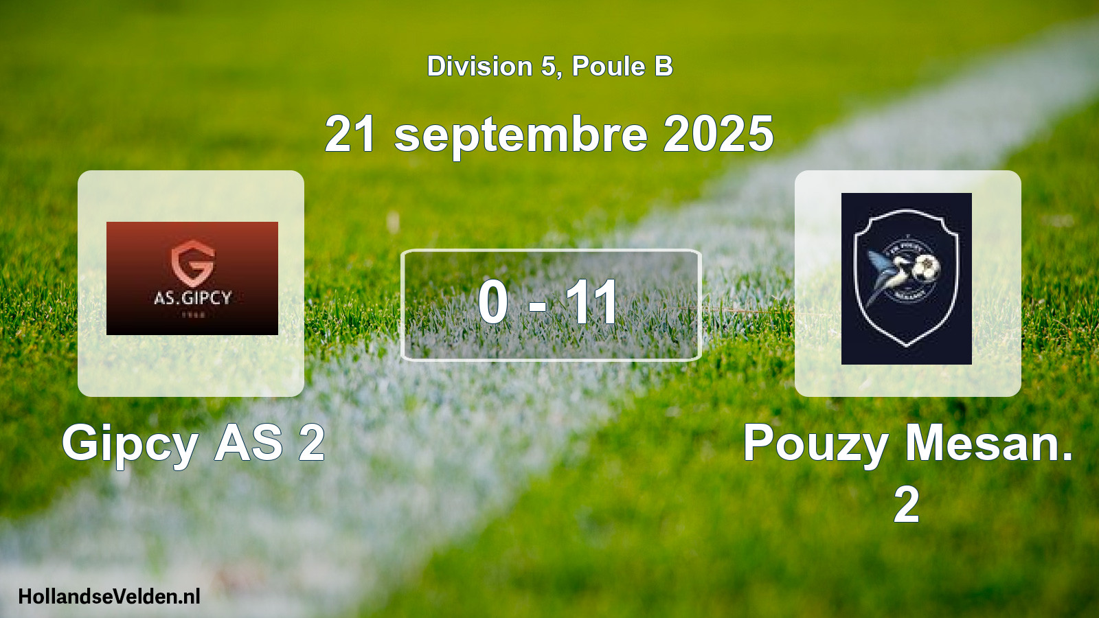 Gespeelde wedstrijd: Gipcy AS 2 - Pouzy Mesan. 2 0 - 11 (21 september 2025)