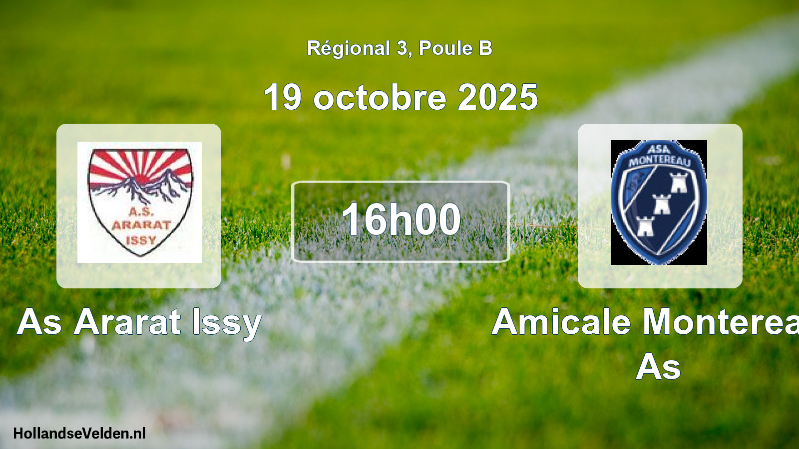 Geplande wedstrijd: As Ararat Issy - Amicale Montereau As (19 oktober 2025)