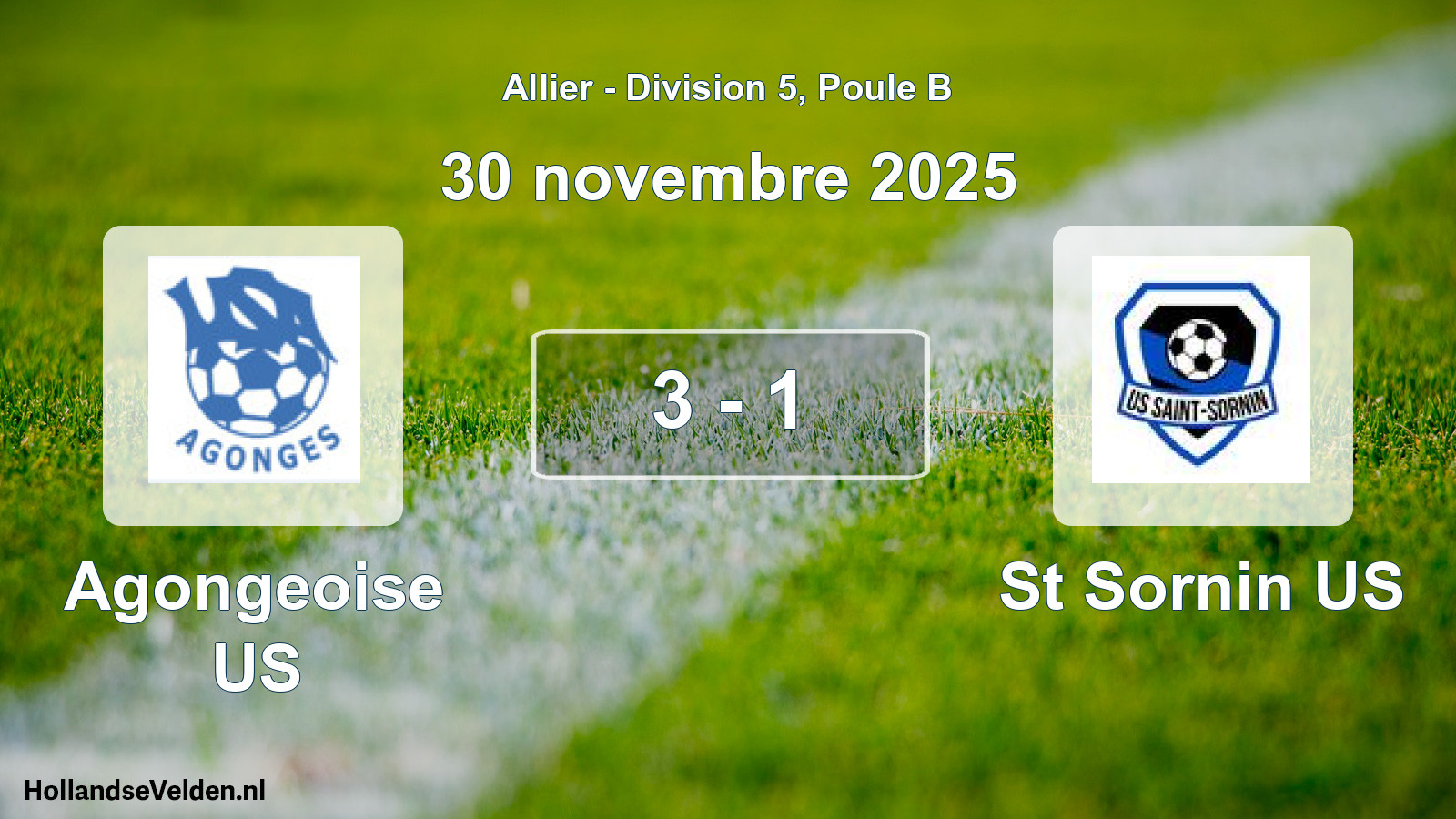 Match joué: Agongeoise US - St Sornin US 3 - 1 (30 novembre 2025)