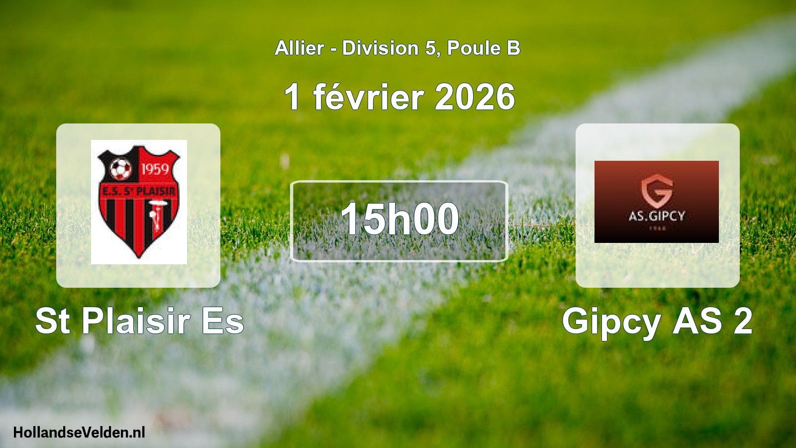 Match programmé: St Plaisir Es - Gipcy AS 2 (1 février 2026)