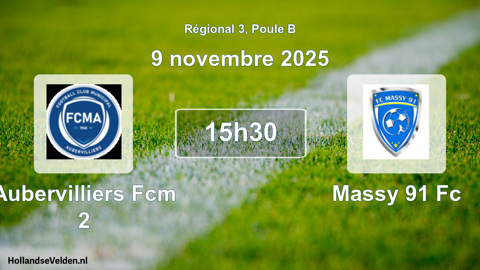 Scheduled Match: Aubervilliers Fcm 2 - Massy 91 Fc (9 November 2025)