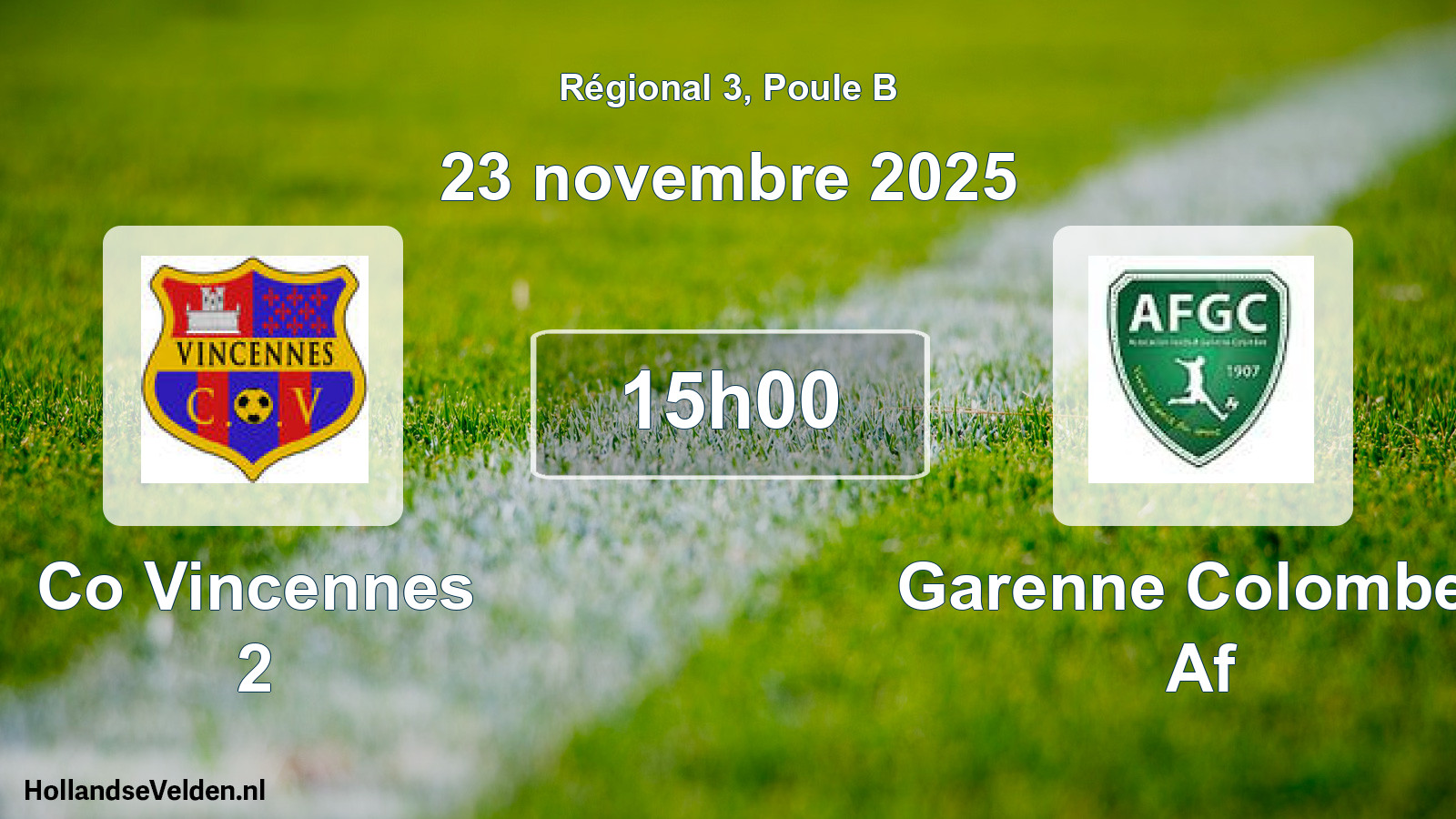 Geplande wedstrijd: Co Vincennes 2 - Garenne Colombes Af (23 novembre 2025)