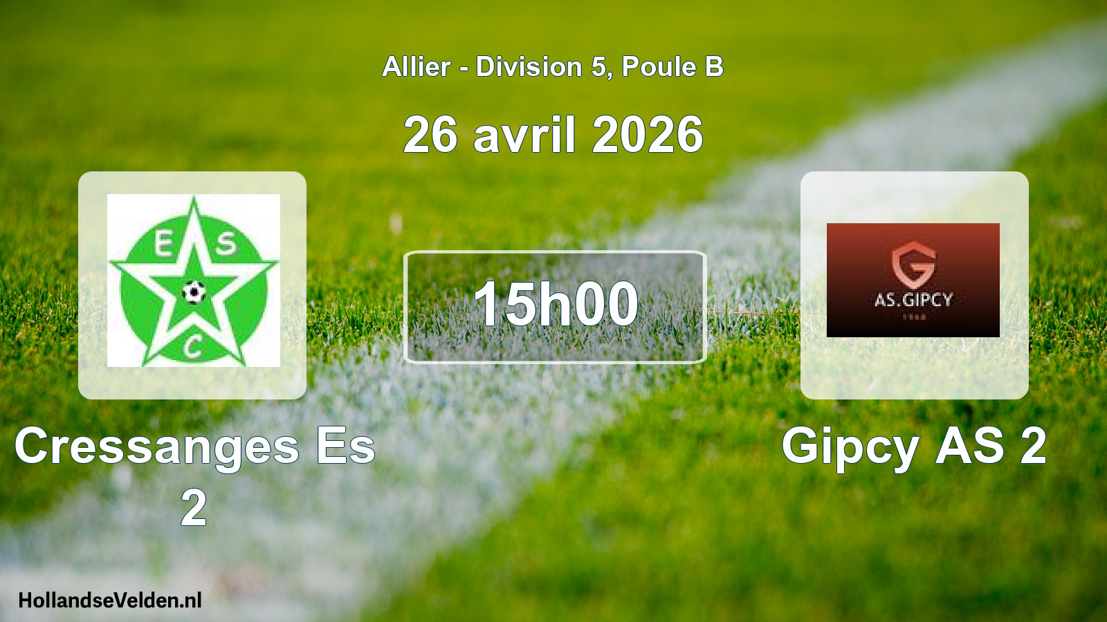 Match programmé: Cressanges Es 2 - Gipcy AS 2 (26 avril 2026)