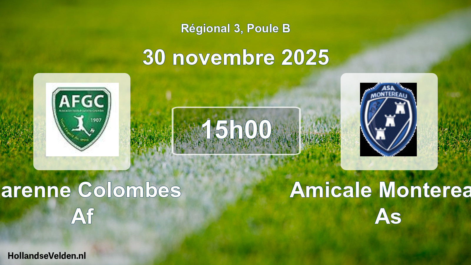 Geplande wedstrijd: Garenne Colombes Af - Amicale Montereau As (30 november 2025)