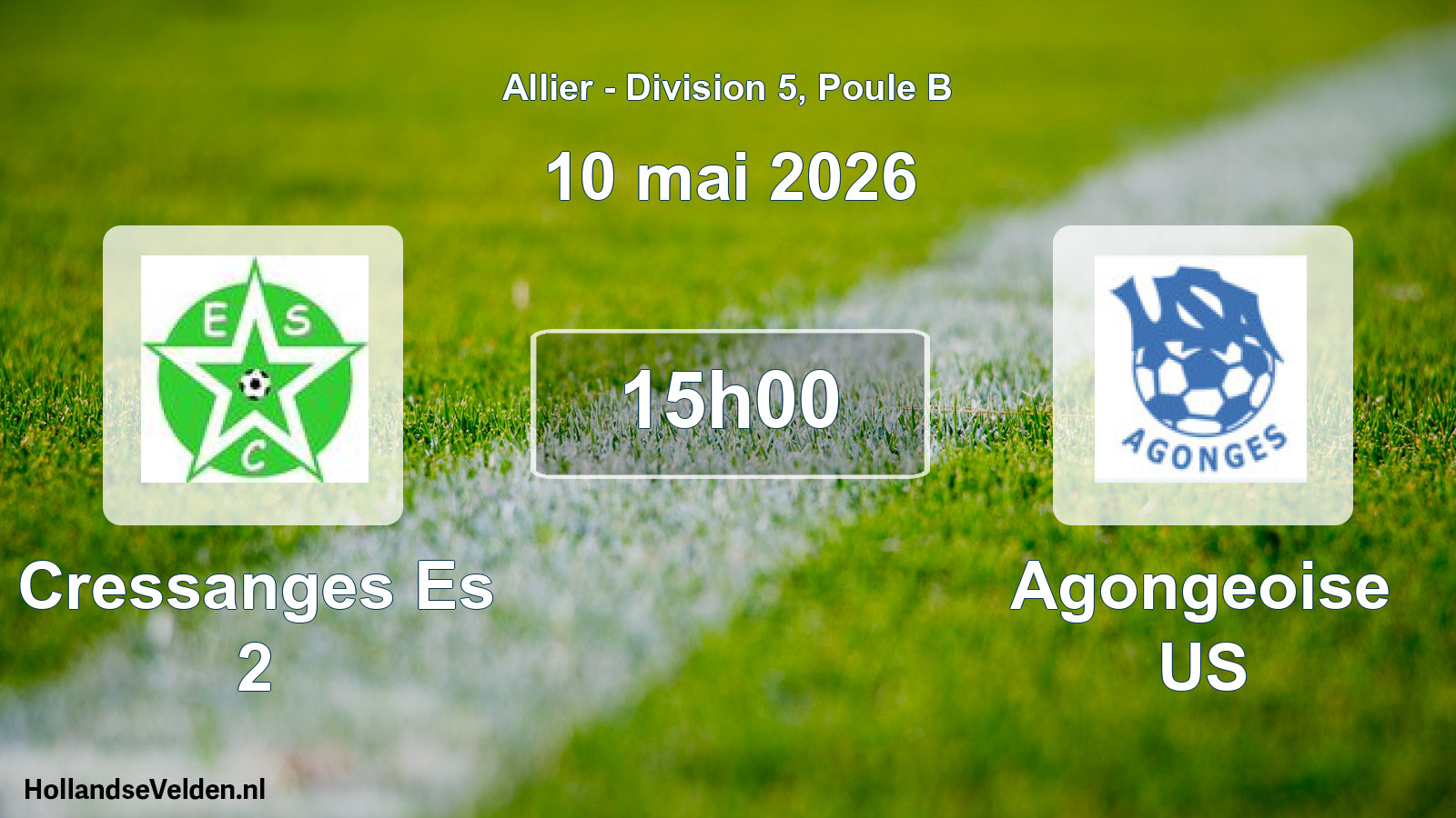 Match programmé: Cressanges Es 2 - Agongeoise US (10 mai 2026)