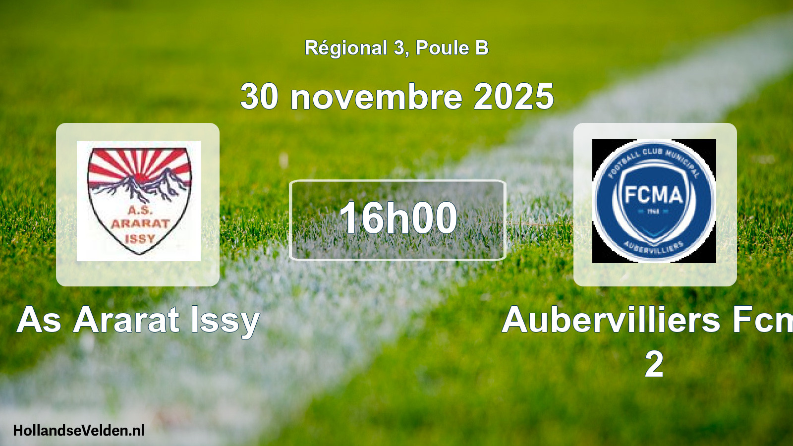 Geplande wedstrijd: As Ararat Issy - Aubervilliers Fcm 2 (30 november 2025)