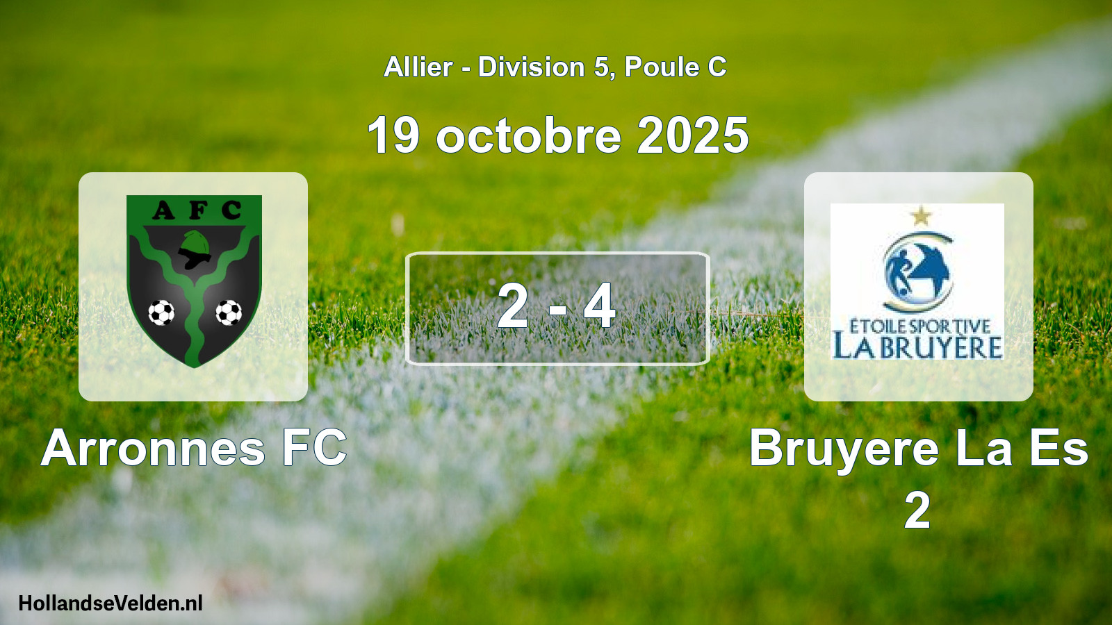 Match joué: Arronnes FC - Bruyere La Es 2 2 - 4 (19 octobre 2025)