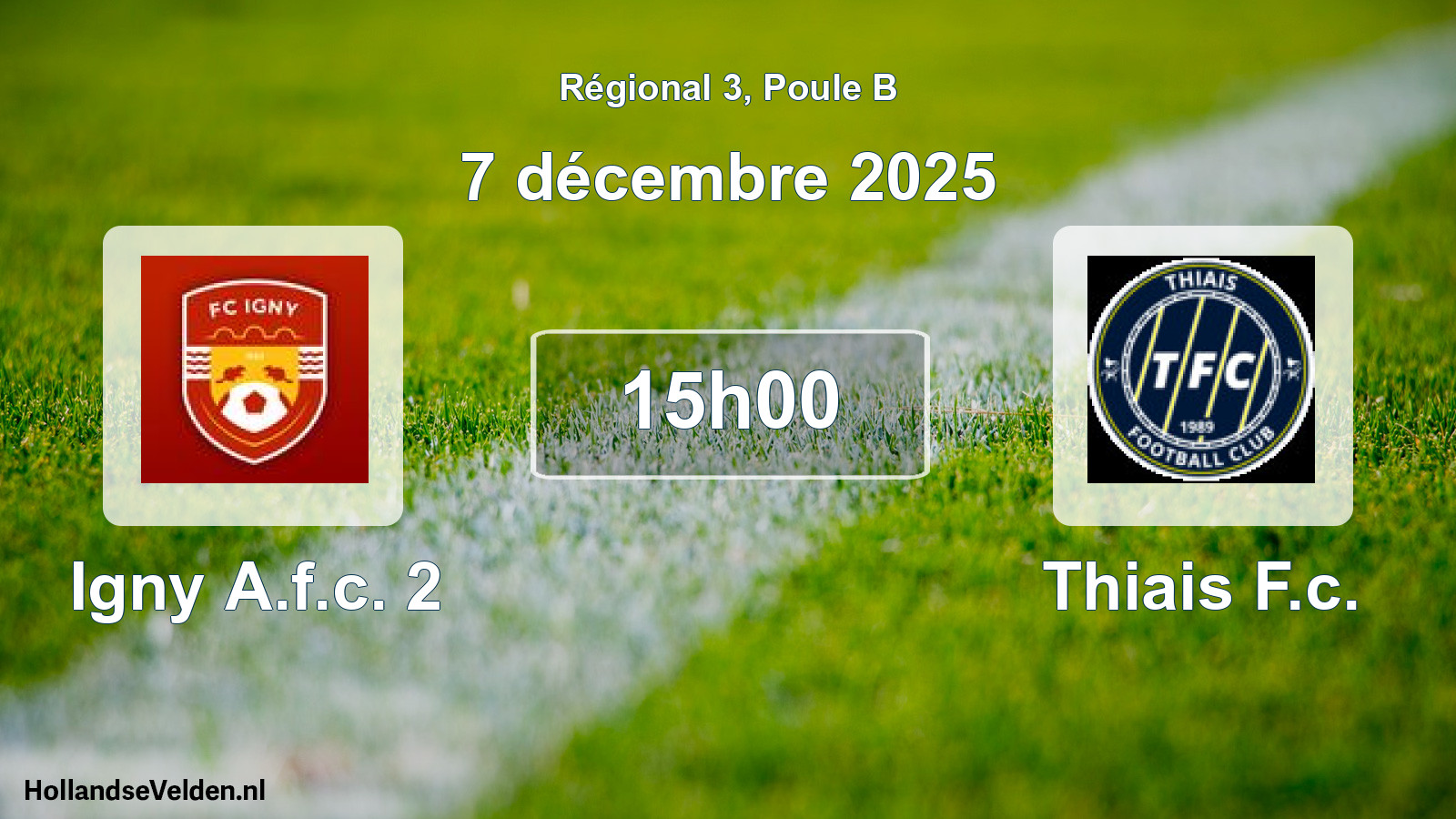 Geplande wedstrijd: Igny A.f.c. 2 - Thiais F.c. (7 décembre 2025)