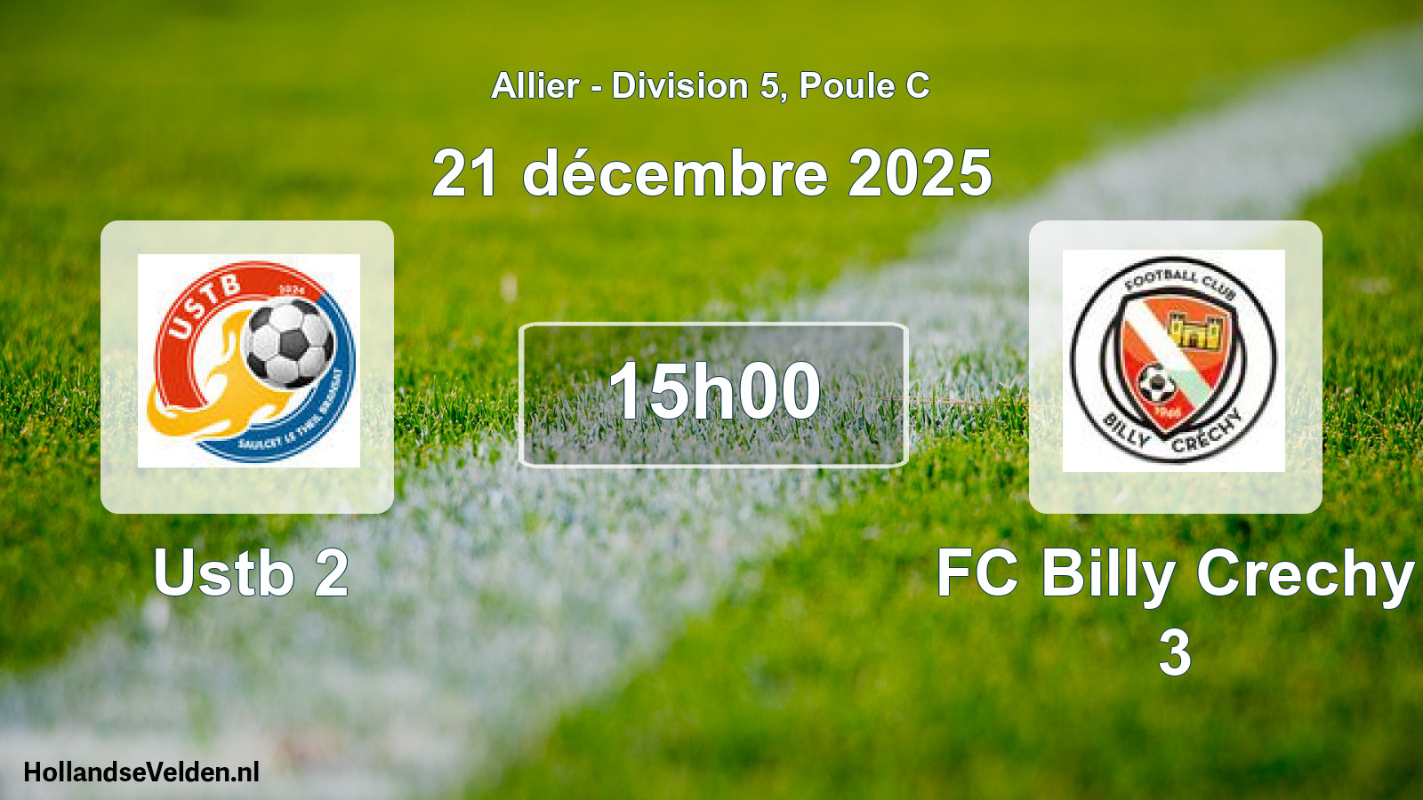 Match programmé: Ustb 2 - FC Billy Crechy 3 (23 novembre 2025)