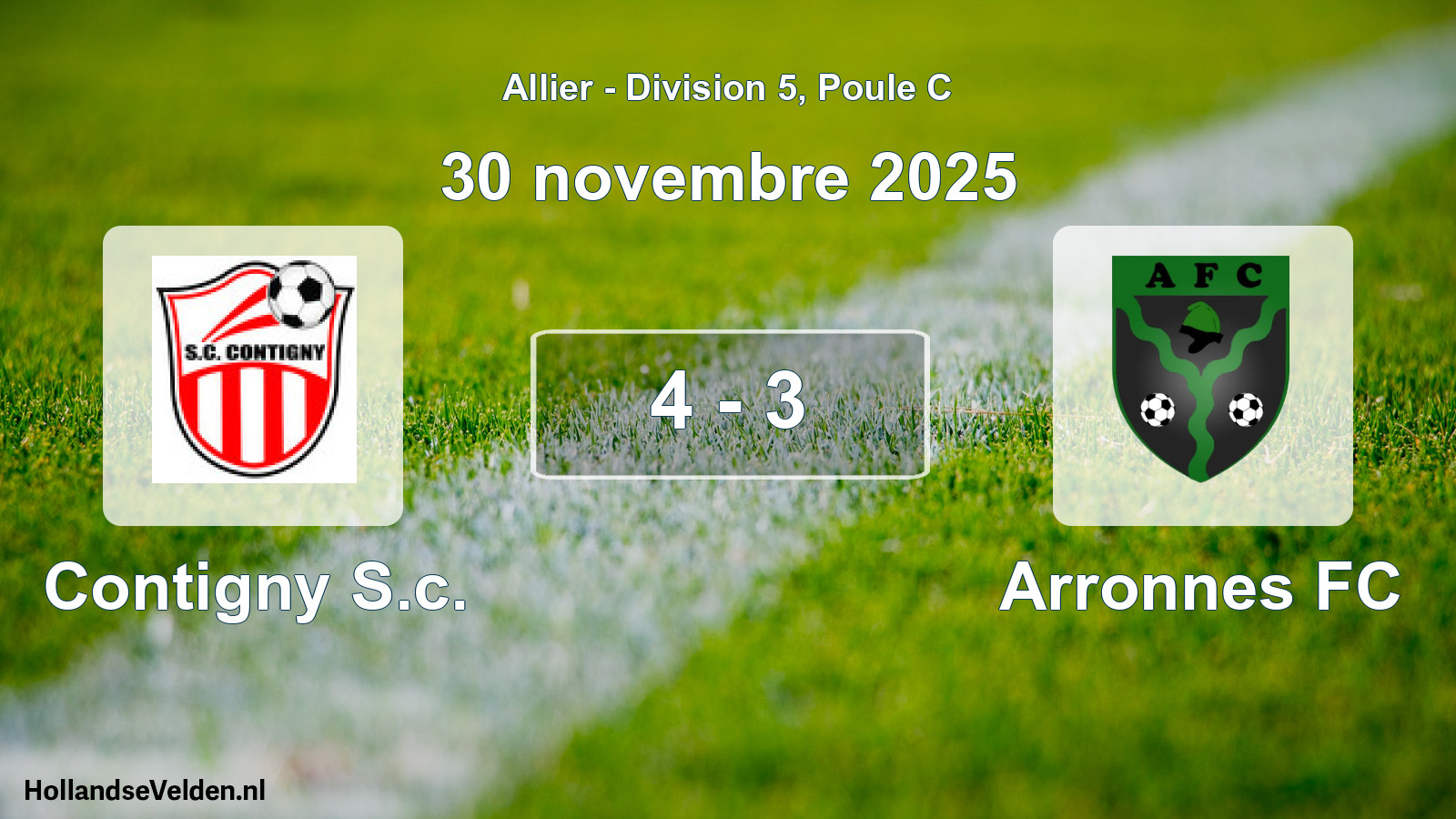 Gespeelde wedstrijd: Contigny S.c. - Arronnes FC 4 - 3 (30 november 2025)