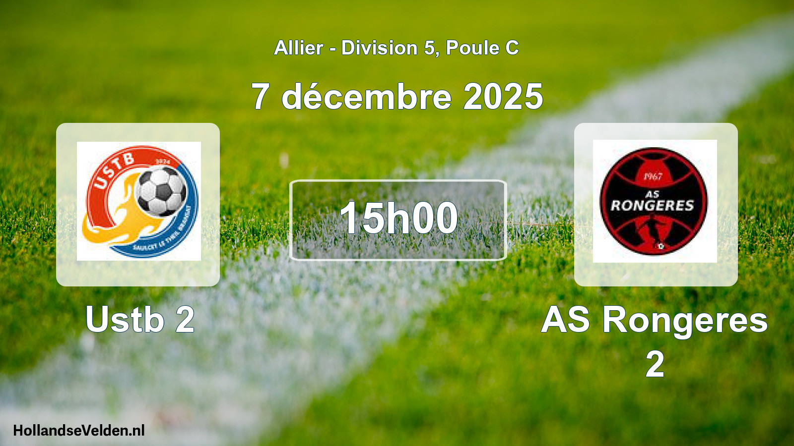 Match programmé: Ustb 2 - AS Rongeres 2 (7 décembre 2025)