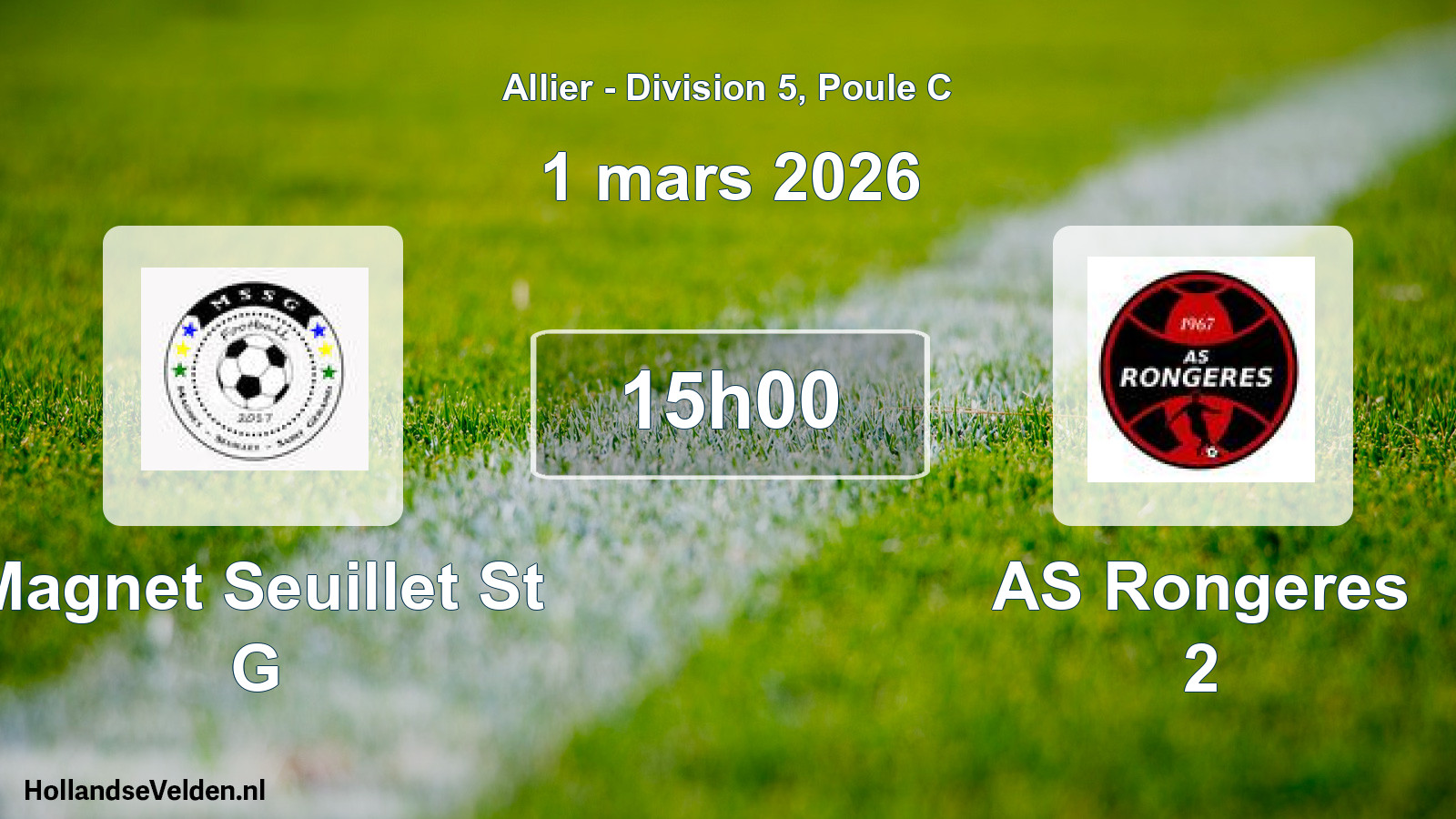 Match programmé: Magnet Seuillet St G - AS Rongeres 2 (1 mars 2026)
