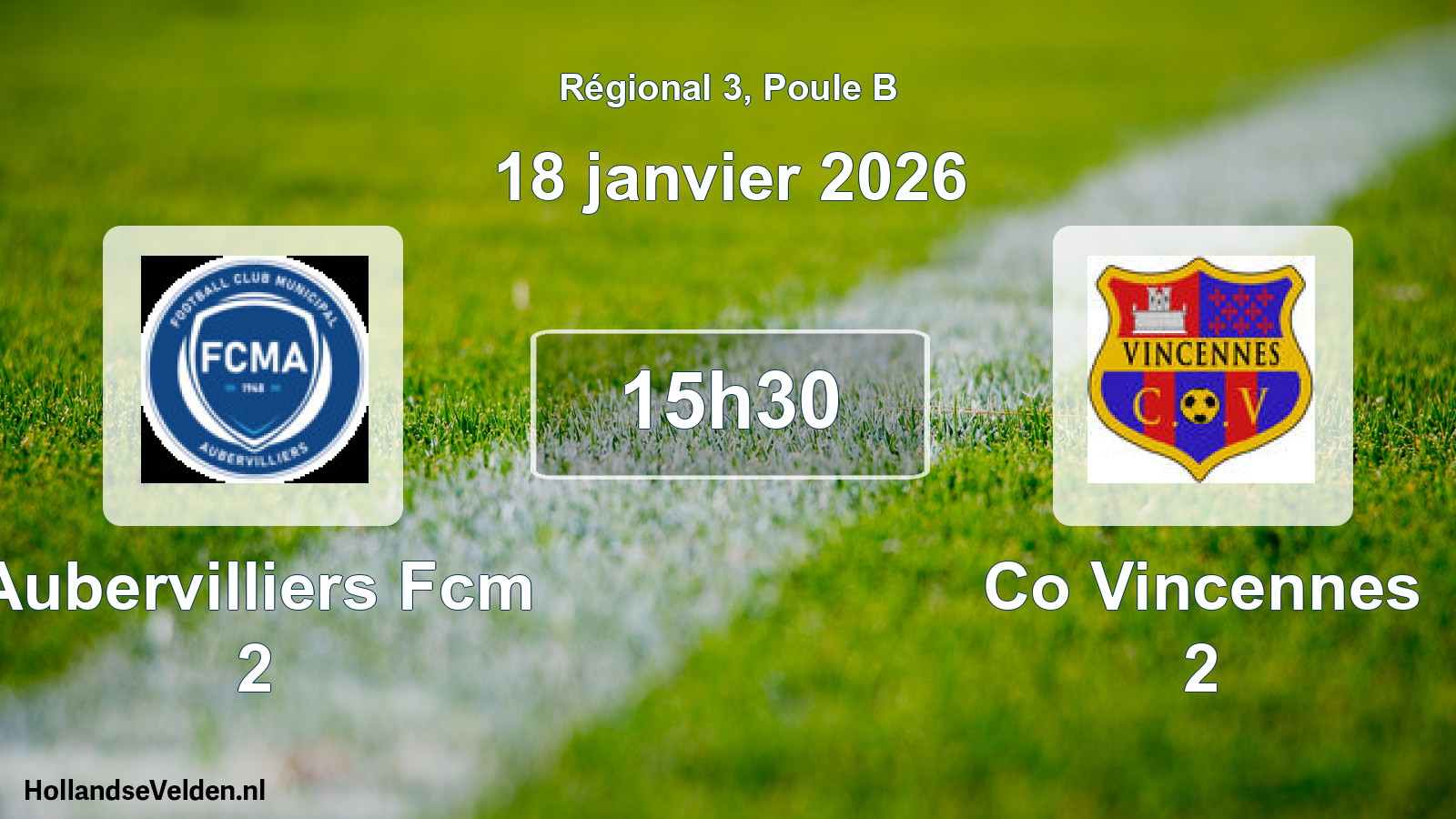 Geplande wedstrijd: Aubervilliers Fcm 2 - Co Vincennes 2 (18 januari 2026)