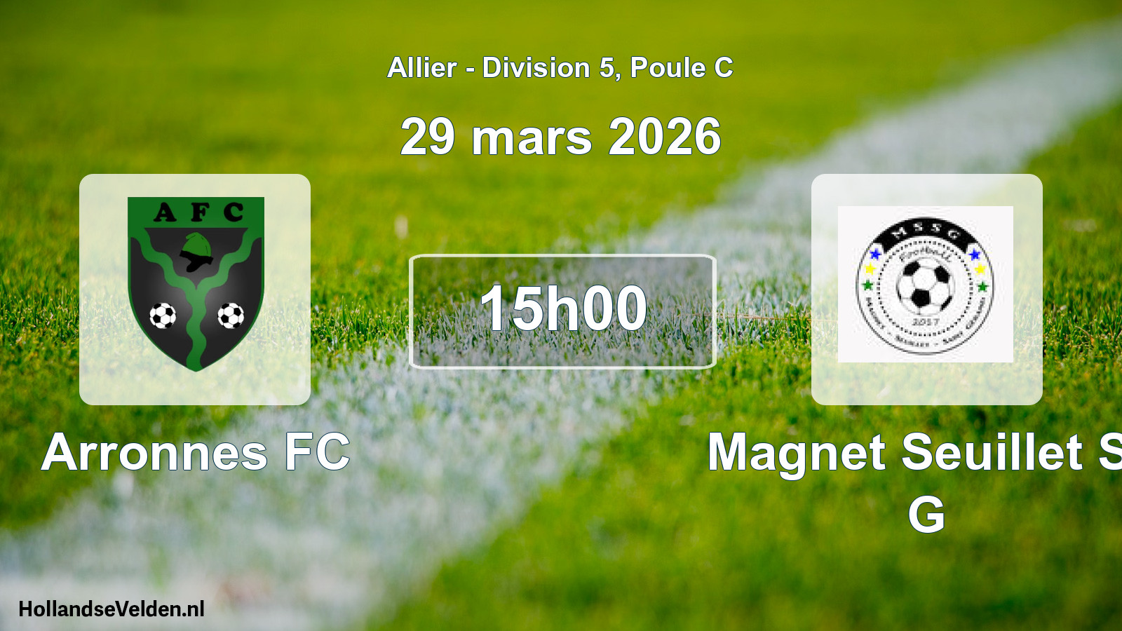 Match programmé: Arronnes FC - Magnet Seuillet St G (29 mars 2026)