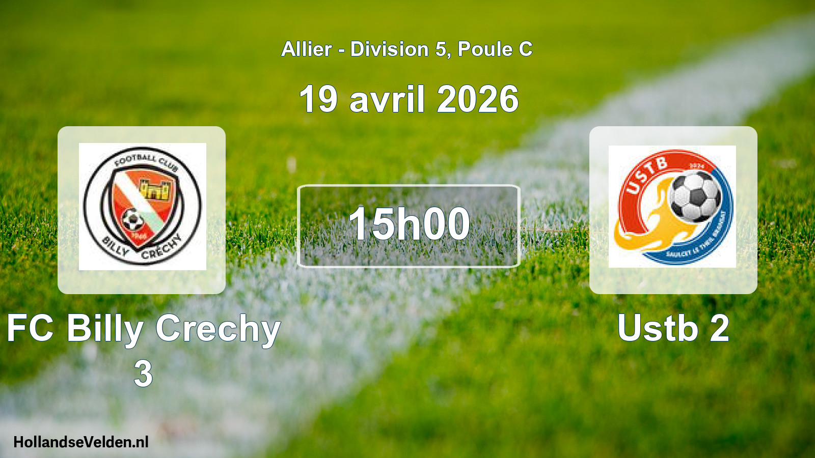 Match programmé: FC Billy Crechy 3 - Ustb 2 (19 avril 2026)