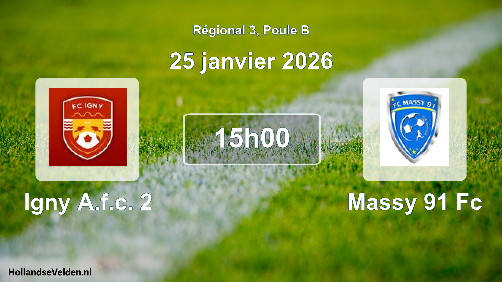 Geplande wedstrijd: Igny A.f.c. 2 - Massy 91 Fc (25 januari 2026)